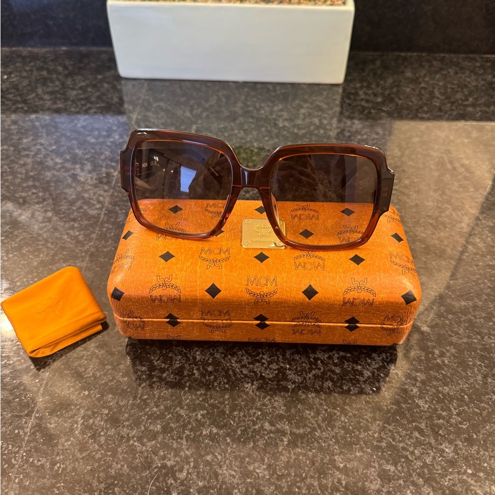 MCM Women’s Rectangular Sunglasses - Brown - Picture 3 of 7